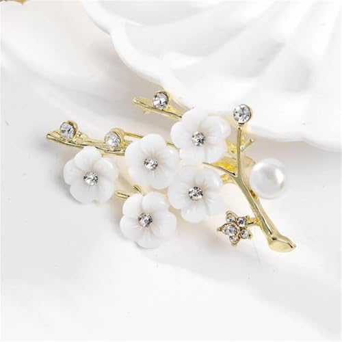 Broche fleur de prunier en émail pour veste d'hiver accessoire de mode