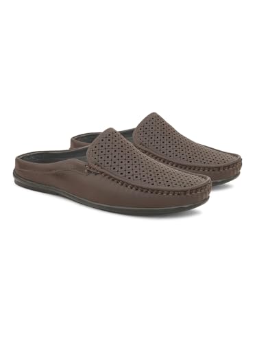 Image of SIR CORBETT Leather Back Open Mule Loafers Shoes for Men (Size 6 to 13)