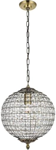 Elegant Lighting Living District Earlene 1-Light Transitional Metal Pendant in Antique Bronze