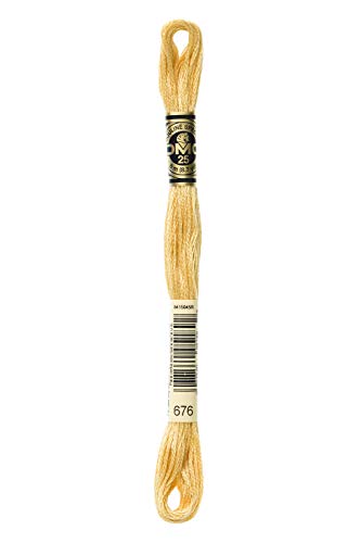 DMC 117-676 Six Stranded Cotton Embroidery Floss, Light Old Gold, 8.7-Yard