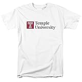 Temple University Official One Color Logo Unisex Adult T-Shirt, White, X-Large