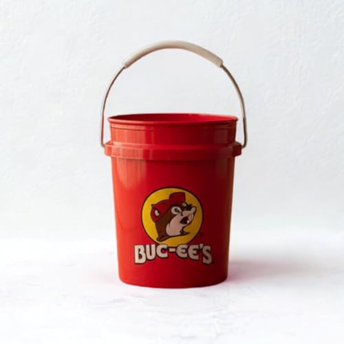Buc-ees Mini Red Bucket 18 Ounce Portable Container with Handle Plastic Storage Pail