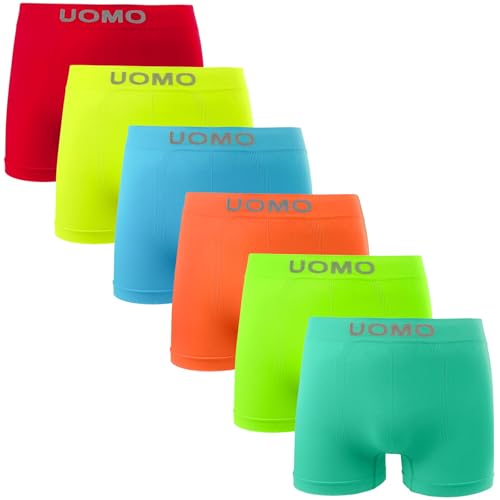 Channo Herren Nahtlosen Nylon Boxershorts: Weich Elastisch und Bequem - Uomo Kollektion (Packung mit 6 bunt L)