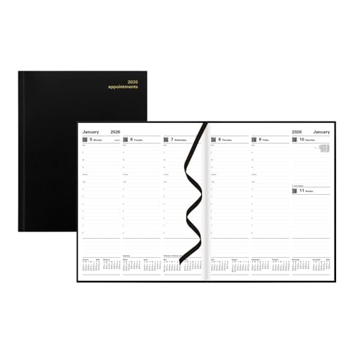 Planificador semanal Letts Principal Quarto con citas por hora para tu oficina en negro