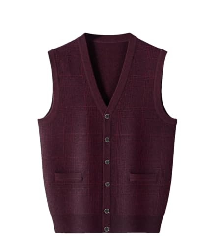 Fulbant Men'S Cashmere Cardigan Vest V-Neck Shoulder Thickening Sweater Waistcoat
