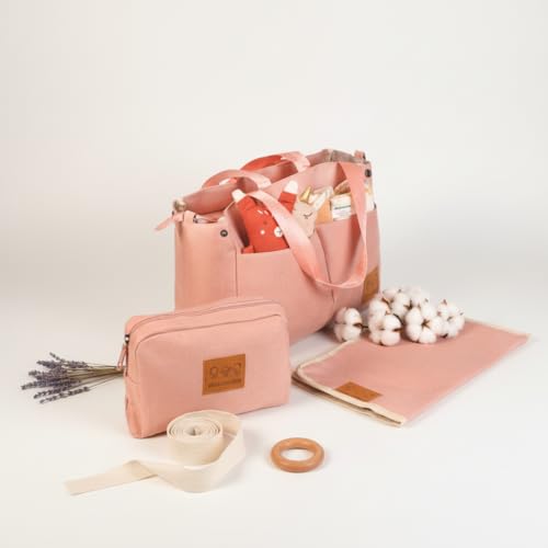 Image of abracadabra Everyday Essentials Diaper Bag For Mother, Maternity Bag for Newborn Baby, Waterproof and Multipurpose, (37 x 14 x 28 cm) - Dusty Pink