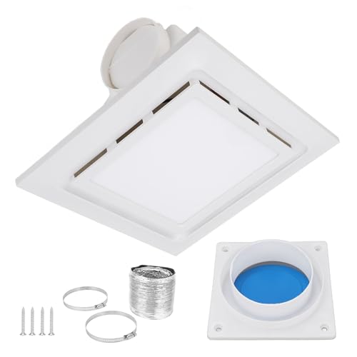 Naroote Extractor de Baño, Extractor de Ventilación para Ducha con Montaje en Techo con Luz, 1 Sonido, 140 CFM, Ventilación Silenciosa, Resistente Al óxido y Control de Agua