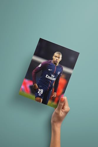 Image of Kylian Mbappe Posters - Football Posters for Wall Set of 8 300 GSM 12x8 Inch - Football Accessories - Gift for Football Lovers - Mbappe Wall Sticker - Football wallpaper - Football Stickers
