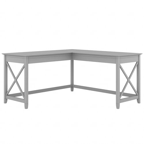 Bush Home Key West 60W Modern Farmhouse L Shaped Desk in Cape Cod Gray, 60-Inch Corner Computer Table for Home Office Workspace