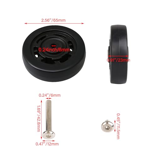 BQLZR Luggage Suitcase Wheels Rollers 65mm Dia x 23mm T Set Hardware Pack of 34