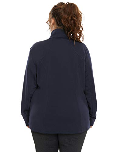 Hanna Nikole Women's Plus Size Workout Yoga Jacket Full Zip Running Track Jacket Navy Blue 20W #TOP3
