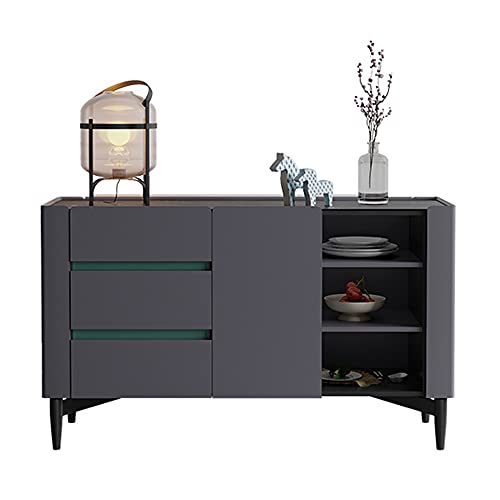 QINJIE Aparador de Buffet, Moderno aparador de Alto Brillo, Armario de Almacenamiento de Buffet, con 3 cajones para Cocina, Sala de Estar, Entrada, Dormitorio