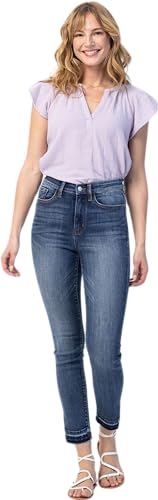 Judy Blue Women's High-Rise Skinny Jeans with Side Slit Released Hem 82422 (Medium Blue, 3)4