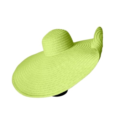 Chapeau de plage super large pour femme à bords bouclés et couleur unie pour l'été