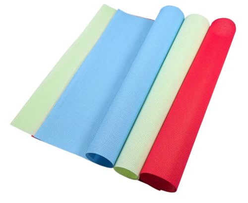 Image of KCS 3 pc of 15 inch x 18 inch(38cmx45cm) 16 Count Cross Stitch Cotton Aida Cloth Needlework Rolled Fabric Box,16CT,Light Blue+Light Green+Red