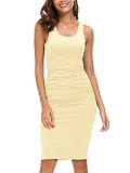 Missufe Ruched Tank Maternity Bodycon Dresses Women's Sleeveless Racerback Midi Fitted Casual Summer