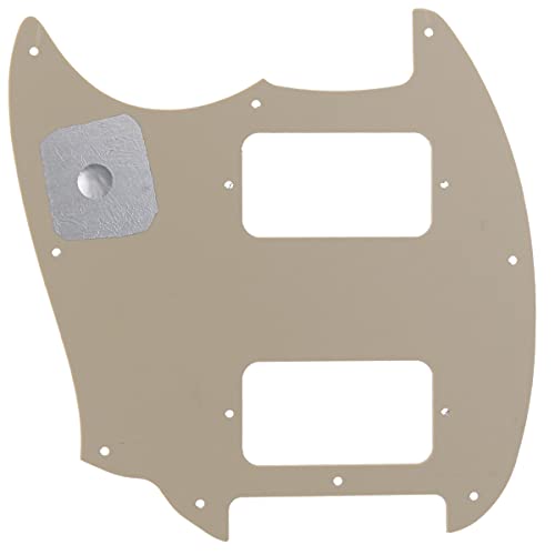 Image of Musiclily Pro 9 Holes Round Corner HH Guitar Pickguard 2 Humbuckers for Squier Bullet Series Mustang Electric Guitar, 4Ply Aged White Pearl