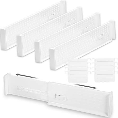 MULEVIP Separadores de Cajones 12 Piezas Separador Cajones Ajustable,Separadores Cajones Ajustables Organizadores de Cajones Divisorias para Gavetas para Armarios para Oficina,Dormitorio y Tocador