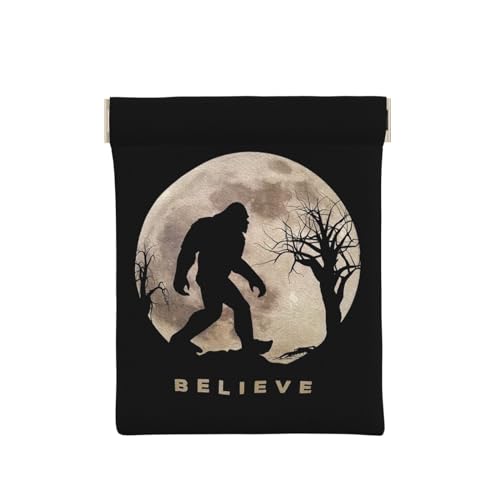 Porte-monnaie en cuir La Belle dans la Bête mini pochette Sasquatch pleine lune
