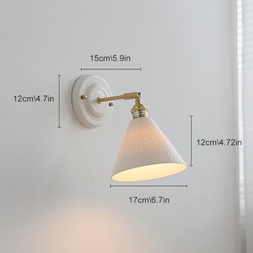 Applique murale orientable céramique avec abat-jour entonnoir