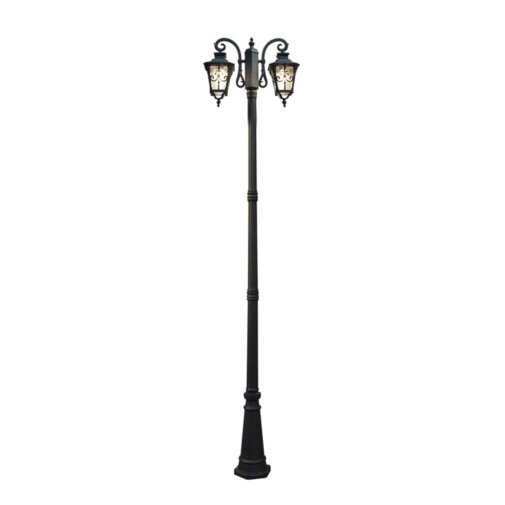 GTHTUHFD 2-Lights Black Pole Lighting, Exterior Post Lamp, European Street Light For Yard Garden Gates Walkway Path Decoration,H:114.2inch/290cm