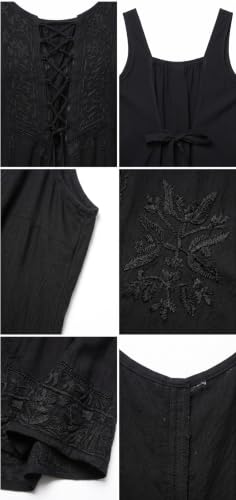 Image of Sakkas Stella Long Tank Top Adjustable Caftan Corset Dress with Embroidery
