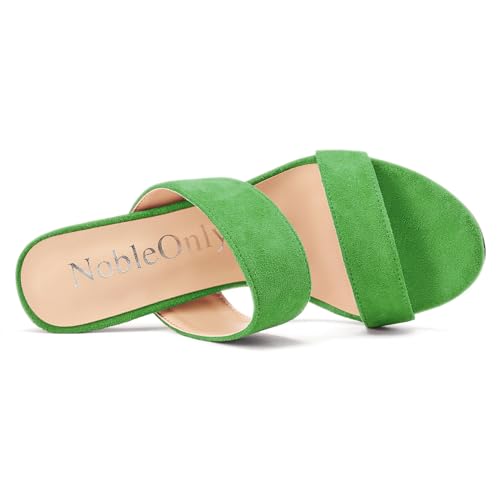 Image of NobleOnly Womens Round Open Toe Heeled Sandals Two Strap Stiletto High Heel Sandals Backless Dress Slip-on Mules Sandals 3.9 Inches Heels