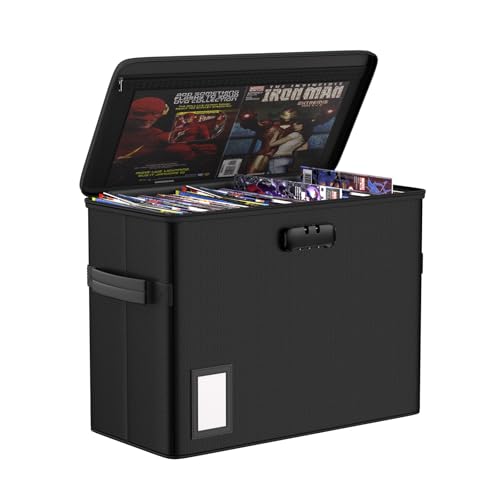 Feuerfeste Dokumentenbox,Comic Aufbewahrungsbox mit Schloss, 39,5 x 29 x 20 cm,Zusammenklappbare Comicbox,Organizer Box mit Deckel,Behälter für Zeitschriften und Comics,Schule,Zuhause,Büro, Schwarz Feuerfeste Dokumentenbox,Comic Aufbewahrungsbox mit Schloss, 39,5 x 29 x 20 cm,Zusammenklappbare Comicbox,Organizer Box mit Deckel,Behälter für Zeitschriften und Comics,Schule,Zuhause,Büro, Schwarz