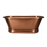 CT Copper Tailor Antique Copper Bathtub,54'' L,32''W,27''H,16 Gauge Thick,Hand-hammered,Freestanding Flatbottom Tub with Drain and Overflow,CT-CB03
