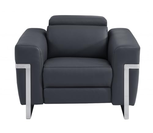 Sillón reclinable cuero plateado moderno miniatura 1