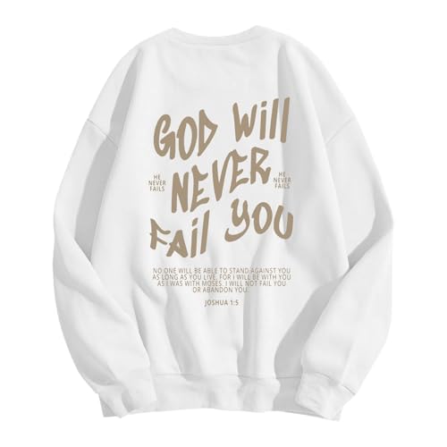 Christian Sweatshirt for Girls God will Never Fail You Grahpic Print Hoodies Long Sleeve Pullover Oversized Shirt 3-14T4