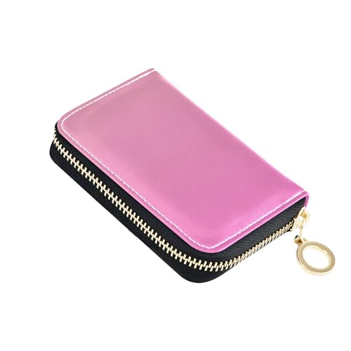 Credit Card Holder RFID Blocking Leather Wallet for Women Zip Around Travel Cash Wallet with Coin Pocket Blush Pink Rose Gradient