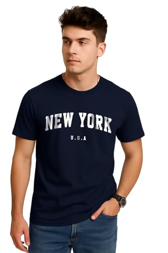 Image of Veirdo Regular Fit Half Sleeves Round Neck Typographic Printed Pure Cotton T-Shirt for Men (Available Colors: Black, Navy, Swan White, & White) (Sizes: S to 2XL)