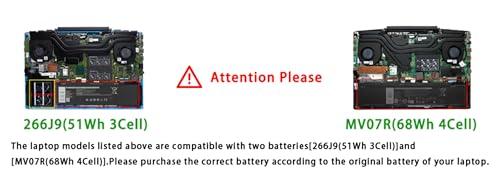 Batterie 266J9 Dell G3 15 haute capacité avec cellules stables - 3