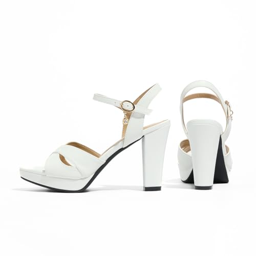 Image of Block Heeled Platform Sandals Chunky Open Toe Shoes for Women