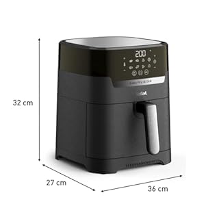 Tefal Easy Fry & Grill Heißluftfritteuse, 2-in-1 Technologie (Air Fryer und Grill), Digitales Display, 4,2 Liter für 6 Portionen, 8 Kochprogramme, energiesparend, ohne Öl, schwarz, XL, EY5058