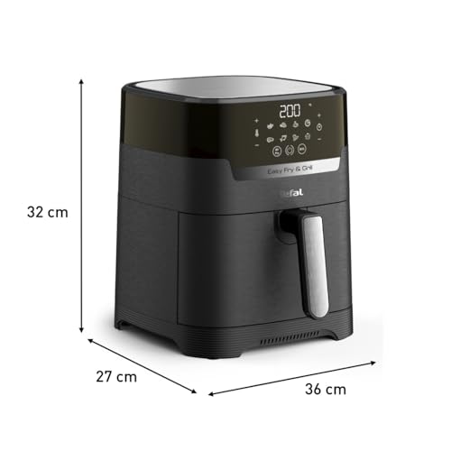 Foto von Tefal Easy Fry & Grill Precision Heißluftfritteuse 4,2 L – 2-in-1 Airfryer mit Grillplatte & Dörrfunktion, 8 Programme, 80–200 °C, Extra-Crisp-Technologie, fettarm frittieren, digital, XL EY5058