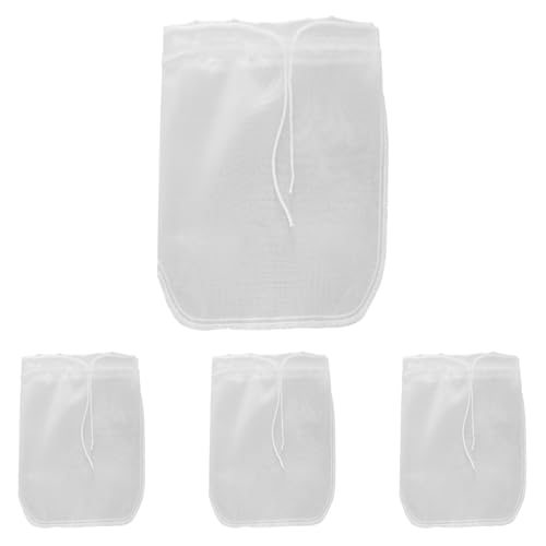 ZSUIQIN 4 Piezas Bolsas de Muselina de Nailon, Bolsas de Te Filtro Te Reutilizables con Nailon, Bolsas de leche para tamizar, para leche de nuez, zumo,elaboración de cerveza casera (11,5 * 19cm)