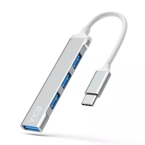 Inca IUSB-04TX Hub USB 3.0 à 4 Ports avec répartiteur USB 5 Gbps, Station d'accueil USB-C avec 1 Port USB 3.0 et 3 Ports USB 2.0 pour MacBook, Dell, Thinkpad - Boîtier en Aluminium