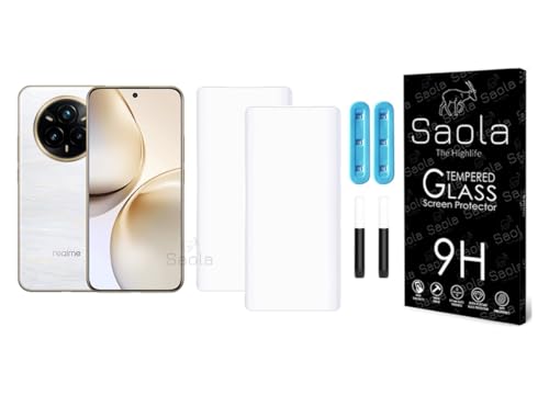 Image of Saola 2-Pack UV Curved Tempered Glass for Realme 14 Pro Plus | 9H Hardness | Edge-to-Edge Full Screen Coverage| UV Light Installation |Scratch Resistant | Case Friendly Screen Protector. (6.83 Inches)