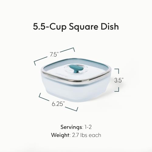 Image of Anyday Microwave Medium Square Dish Container | Microwave Safe Containers | Microwave Cooking Bowls | Mixing Bowl with Lid | Borosilicate Glass Containers with Lid, Dianeter 19.5cm Capacity 1.3L