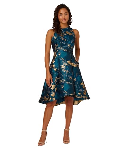 Image of Adrianna Papell Printed Jacquard High-Low Hem Party Dress