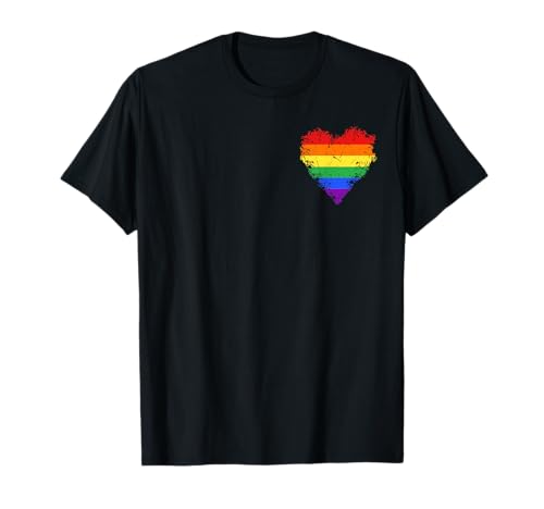 Drapeau vintage LGBTQ Pride Rainbow Heart LGBT T-Shirt