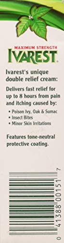 Image of Ivarest Poison Ivy Itch Cream, 2 Ounces, Poison Ivy Cream, Max Strength Poison Ivy Relief, Poison Ivy Treatment, Poison Oak, Insect Bite Relief, Fast-Acting Itch Relief, Anti-Itch, Medicated, 1 Pack