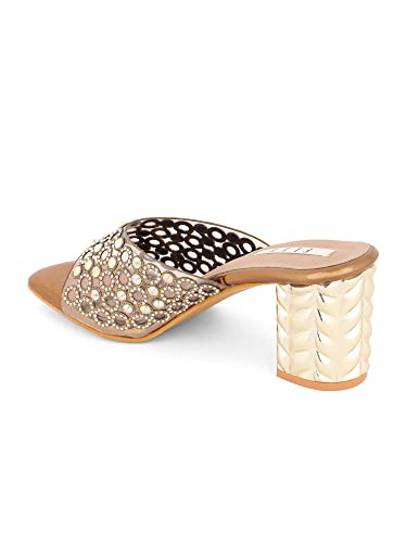 Image of ELLE Women's Embellished Block Heel Slip-On Sandals