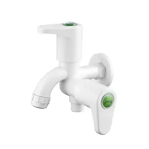 JINDAL PTMT 2in1 Faucet/Tap with Wall Flange/Plastic Faucet/Tonti for Bathroom/2 WayTap/Glossy Finish/White/Pack of 1/Sepik 0048