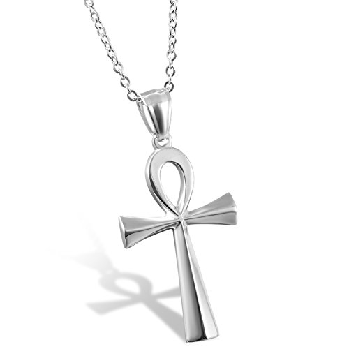 Flongo Colgante de Cruz Ankh Egipto Acero Inoxidable de Color Plata Egipcio...