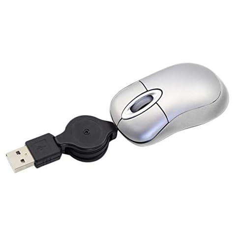 Mini Small Travel Optical Mouse Portable USB Wired Mouse with Retractable USB Cord for PC Laptop Computer Desktop Office Business Home School Kids Girls Boys Women Men Gift(Silver) Cover