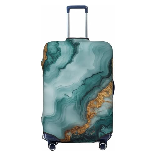 Light Blue And Gold Marble Elastic Travel Luggage Covers Dustproof Scratch-Resistant Suitcase Protector Fit 22-24 Inch