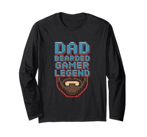 Funny Bearded Gamer Dad Gaming Dad Beard Legend Father's Day Maglia a Manica